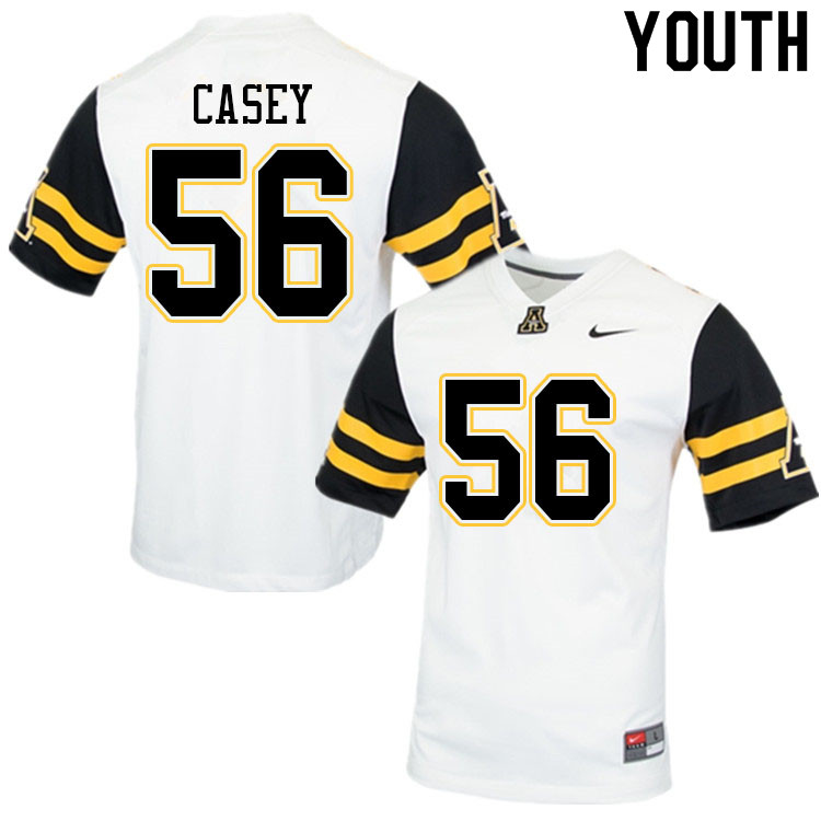 Youth #56 Ryker Casey Appalachian State Mountaineers College Football Jerseys Sale-White - Click Image to Close